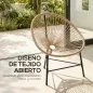 Conjunto de 2 Sillas Acapulco de Jardín de Ratán Sintético Sillas para Exterior con Estructura de Acero Natural