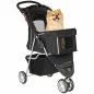 Carrito para Perros Pequeños con Cesta de Almacenaje Ventanas de Malla y Cinturón de Seguridad 77x44x102 cm Negro