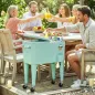 Carro de Bebidas Refrigerado 56L con Ruedas Abrebotellas Recogetapas y Asa para Patio Fiesta 75x35x78 cm Verde Claro