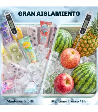 Carro de Bebidas Refrigerado 56L con Ruedas Abrebotellas Recogetapas y Asa para Patio Fiesta 75x35x78 cm Verde Claro