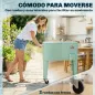 Carro de Bebidas Refrigerado 56L con Ruedas Abrebotellas Recogetapas y Asa para Patio Fiesta 75x35x78 cm Verde Claro