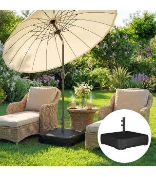 Base para Sombrilla con Funda Bolsas de Arena Pie para Sombrilla Postes Ø48 mm Rellenable Arena 80kg Arena Húmeda 90 kg