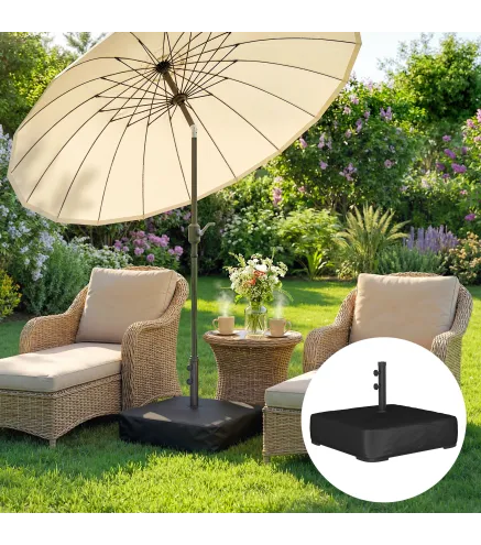 Base para Sombrilla con Funda Bolsas de Arena Pie para Sombrilla Postes Ø48 mm Rellenable Arena 80kg Arena Húmeda 90 kg