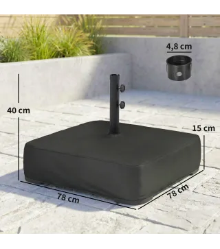 Base para Sombrilla con Funda Bolsas de Arena Pie para Sombrilla Postes Ø48 mm Rellenable Arena 80kg Arena Húmeda 90 kg