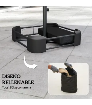 Base para Sombrilla con Funda Bolsas de Arena Pie para Sombrilla Postes Ø48 mm Rellenable Arena 80kg Arena Húmeda 90 kg
