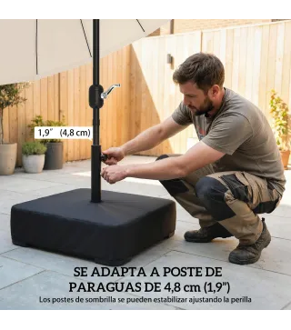 Base para Sombrilla con Funda Bolsas de Arena Pie para Sombrilla Postes Ø48 mm Rellenable Arena 80kg Arena Húmeda 90 kg