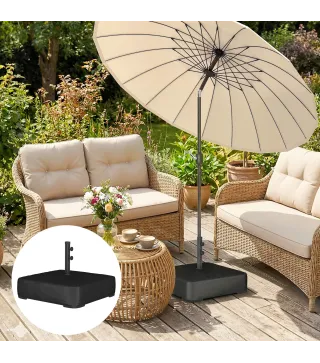 Base para Sombrilla con Funda Bolsas de Arena Pie para Sombrilla Postes Ø48 mm Rellenable Arena 80kg Arena Húmeda 90 kg