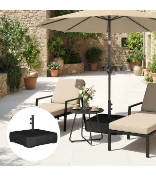 Base para Sombrilla con Funda Bolsas de Arena Pie para Sombrilla Postes Ø48 mm Rellenable Arena 80kg Arena Húmeda 90 kg