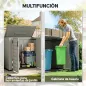 Cobertizo de Jardín de HDPE 940L con Tapa Abatible 2 Puertas Cerradura Cobertizo de Jardín 142x67x119 cm Gris Claro