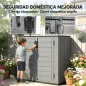 Cobertizo de Jardín de HDPE 940L con Tapa Abatible 2 Puertas Cerradura Cobertizo de Jardín 142x67x119 cm Gris Claro