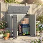 Cobertizo de Jardín de HDPE 940L con Tapa Abatible 2 Puertas Cerradura Cobertizo de Jardín 142x67x119 cm Gris Claro
