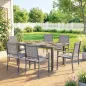 Conjunto de Mesa y Sillas Jardín con Mesa de Plástico PSPC y 6 Sillas Apilables Transpirables para Terraza Patio Gris