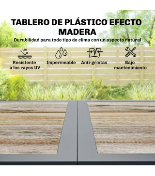 Conjunto de Mesa y Sillas Jardín con Mesa de Plástico PSPC y 6 Sillas Apilables Transpirables para Terraza Patio Gris