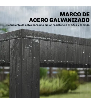 Conjunto de Mesa y Sillas Jardín con Mesa de Plástico PSPC y 6 Sillas Apilables Transpirables para Terraza Patio Gris