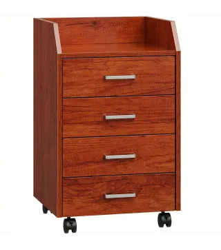 Cajonera de Escritorio con Ruedas Cajonera de Oficina con 4 Cajones Archivador Móvil para Estudio 40x36x65 cm Marrón