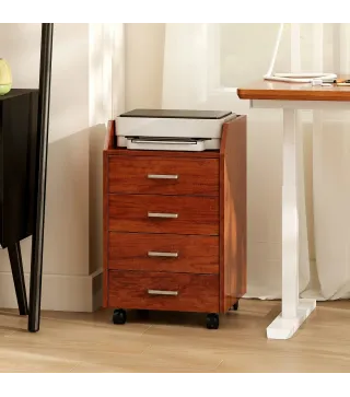 Cajonera de Escritorio con Ruedas Cajonera de Oficina con 4 Cajones Archivador Móvil para Estudio 40x36x65 cm Marrón