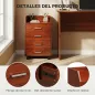 Cajonera de Escritorio con Ruedas Cajonera de Oficina con 4 Cajones Archivador Móvil para Estudio 40x36x65 cm Marrón