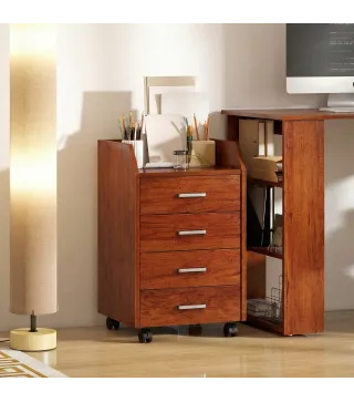 Cajonera de Escritorio con Ruedas Cajonera de Oficina con 4 Cajones Archivador Móvil para Estudio 40x36x65 cm Marrón