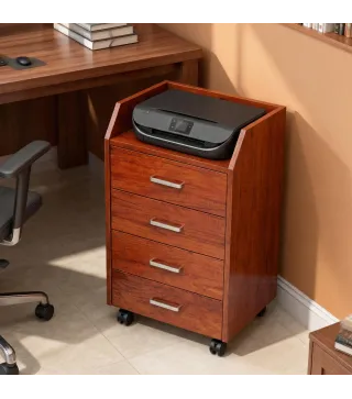 Cajonera de Escritorio con Ruedas Cajonera de Oficina con 4 Cajones Archivador Móvil para Estudio 40x36x65 cm Marrón