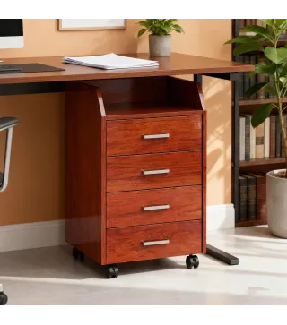 Cajonera de Escritorio con Ruedas Cajonera de Oficina con 4 Cajones Archivador Móvil para Estudio 40x36x65 cm Marrón