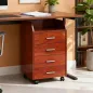 Cajonera de Escritorio con Ruedas Cajonera de Oficina con 4 Cajones Archivador Móvil para Estudio 40x36x65 cm Marrón