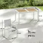 Conjunto de Mesa y Sillas Jardín con Mesa de Plástico PSPC y 6 Sillas Apilables Transpirables para Terraza Patio Blanco