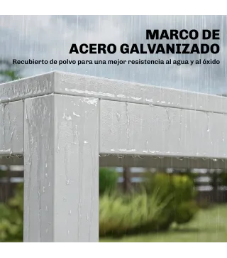 Conjunto de Mesa y Sillas Jardín con Mesa de Plástico PSPC y 6 Sillas Apilables Transpirables para Terraza Patio Blanco