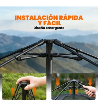 Tienda de Campaña Instantánea, Ventanas de Malla y Bolsa de Transporte Impermeable para 3-4 Personas Caqui