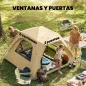 Tienda de Campaña Instantánea, Ventanas de Malla y Bolsa de Transporte Impermeable para 2-3 Personas Caqui