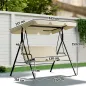 Balancín de Jardín Exterior Columpio de 3 Plazas con Toldo Ajustable y Marco de Acero 172x118x153 cm Beige