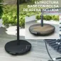Sombrilla Terraza Exterior 3x3m con Base Bolsa de Arena Manivela Inclinación Costillas Retráctiles Gris Oscuro