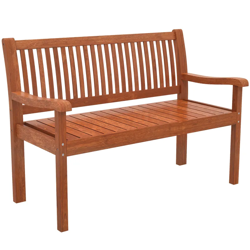 Banco de Jardín Madera Banco de Exterior 2 Plazas con Funda Impermeable Respaldo Ergonómico 125x62x90 cm Marrón Claro