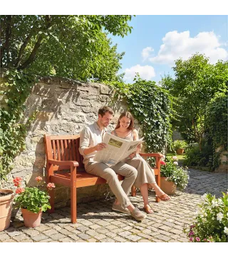 Banco de Jardín Madera Banco de Exterior 2 Plazas con Funda Impermeable Respaldo Ergonómico 125x62x90 cm Marrón Claro