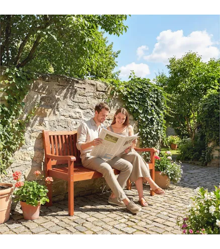 Banco de Jardín Madera Banco de Exterior 2 Plazas con Funda Impermeable Respaldo Ergonómico 125x62x90 cm Marrón Claro