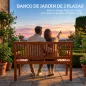 Banco de Jardín Madera Banco de Exterior 2 Plazas con Funda Impermeable Respaldo Ergonómico 125x62x90 cm Marrón Claro