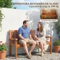 Banco de Jardín Madera Banco de Exterior 2 Plazas con Funda Impermeable Respaldo Ergonómico 125x62x90 cm Marrón Claro