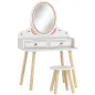 Tocador de Maquillaje Niña Tocador Infantil con Taburete y Espejo 2 Cajones y Barras Colgantes 3 a 8 Años Blanco