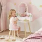 Tocador de Maquillaje Niña Tocador Infantil con Taburete y Espejo 2 Cajones y Barras Colgantes 3 a 8 Años Blanco