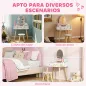 Tocador de Maquillaje Niña Tocador Infantil con Taburete y Espejo 2 Cajones y Barras Colgantes 3 a 8 Años Blanco