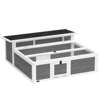 Casa para Tortugas de Madera Terrario para Reptiles Ventana Transparente Techo Abatible 113x106,5x44,5 cm Gris Oscuro