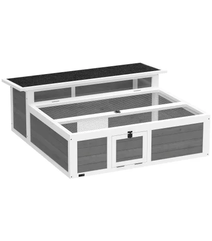 Casa para Tortugas de Madera Terrario para Reptiles Ventana Transparente Techo Abatible 113x106,5x44,5 cm Gris Oscuro