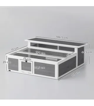 Casa para Tortugas de Madera Terrario para Reptiles Ventana Transparente Techo Abatible 113x106,5x44,5 cm Gris Oscuro