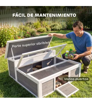 Casa para Tortugas de Madera Terrario para Reptiles Ventana Transparente Techo Abatible 113x106,5x44,5 cm Gris Oscuro