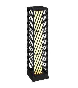 Linterna de Jardín de Ratán Farola Solar Exterior con Luces LED Encendido y Apagado Automático Impermeable IP44 Negro