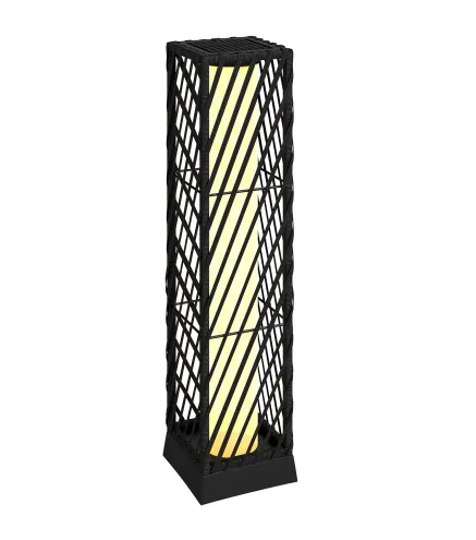 Linterna de Jardín de Ratán Farola Solar Exterior con Luces LED Encendido y Apagado Automático Impermeable IP44 Negro