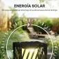 Linterna de Jardín de Ratán Farola Solar Exterior con Luces LED Encendido y Apagado Automático Impermeable IP44 Negro