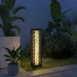 Linterna de Jardín de Ratán Farola Solar Exterior con Luces LED Encendido y Apagado Automático Impermeable IP44 Negro