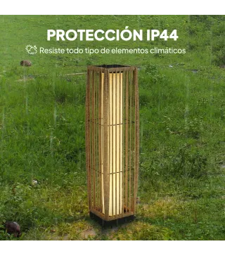 Linterna de Jardín de Ratán Farola Solar Exterior con Luces LED Encendido y Apagado Automático Impermeable IP44 Arena