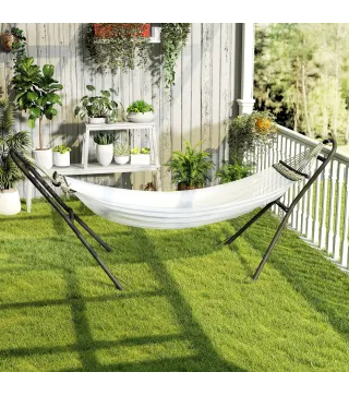 Soporte para Hamaca Largo 278 cm Cadena Ajustable con Estructura de Acero para Hamacas de 2,75-4 m Carga 150 kg Negro