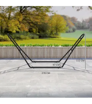 Soporte para Hamaca Largo 278 cm Cadena Ajustable con Estructura de Acero para Hamacas de 2,75-4 m Carga 150 kg Negro